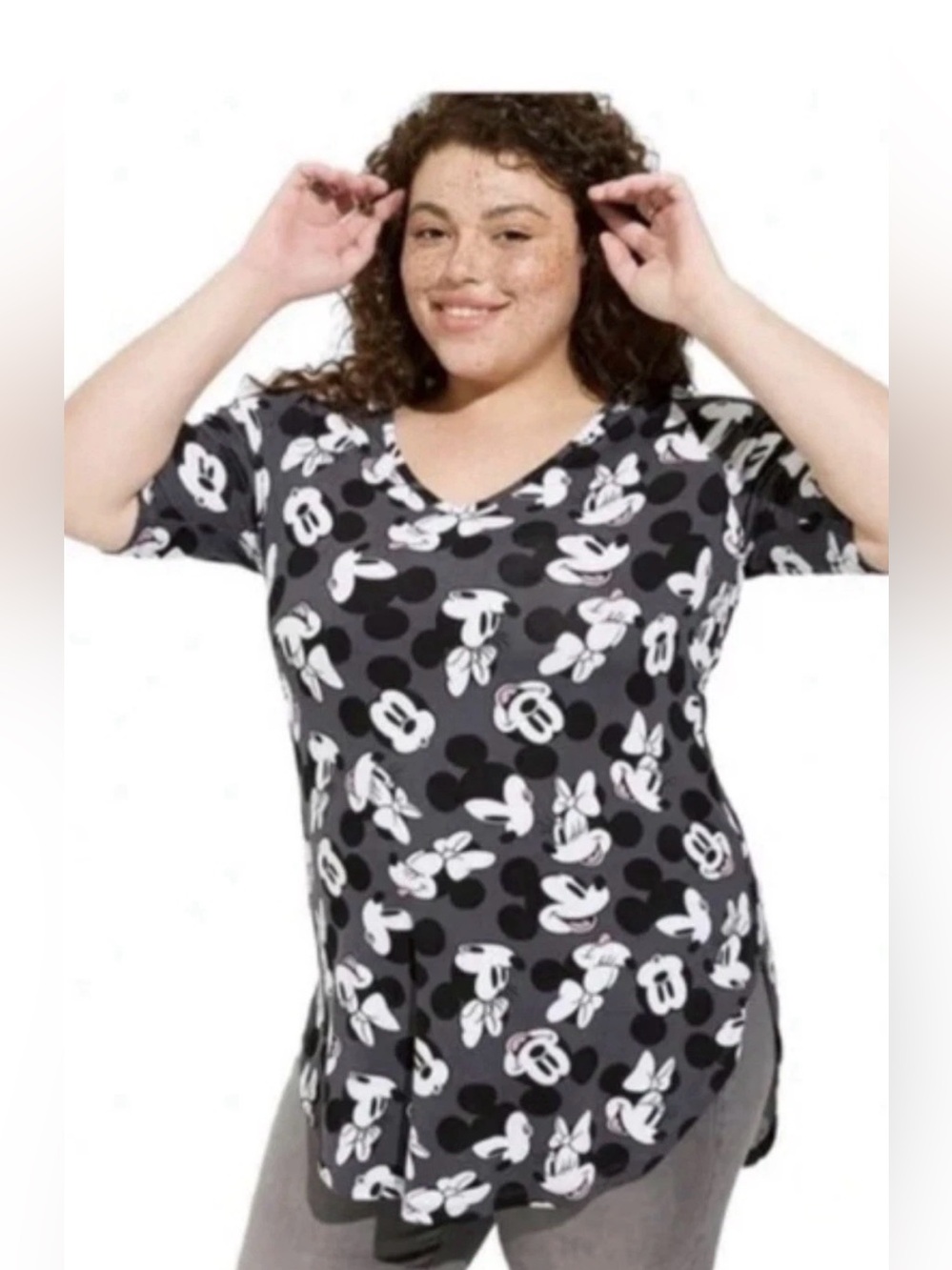 Torrid Disney Mickey and Minnie Mouse AOP 3/4 sleeve tunic style top 5X